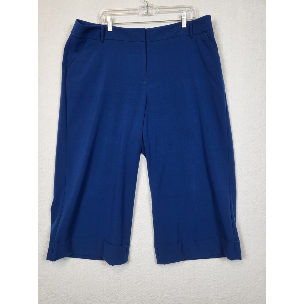 Lane Bryant Womens Capri Pants Mid Rise Straight Leg Solid Blue Size 18